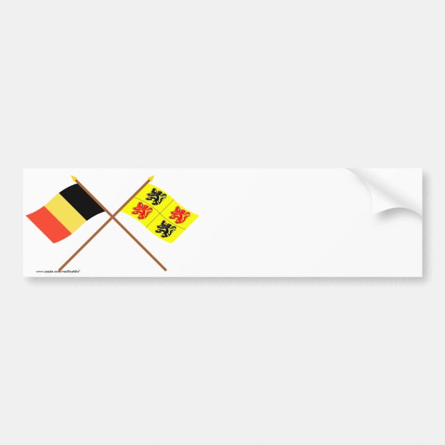 Autocollant De Voiture Drapeaux croisés de la Belgique et du Hainaut (Devant)