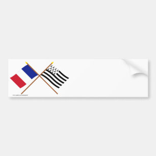 Autocollant De Voiture Drapeaux croisés de la France et de la Bretagne