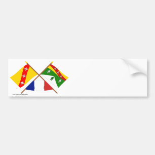 Autocollant De Voiture Drapeaux croisés de la Lorraine et des VOSGES