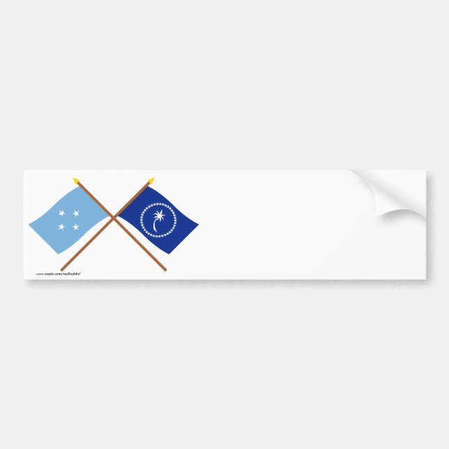 Autocollant De Voiture Drapeaux croisés de la Micronésie et du Chuuk (Devant)
