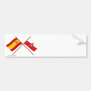 Autocollant De Voiture Drapeaux croisés de l'Espagne et de la Cantabrie