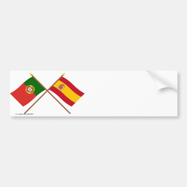 Autocollant De Voiture Drapeaux croisés du Portugal et de l'Espagne (Devant)
