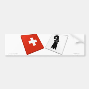 Autocollant De Voiture Drapeaux de la Suisse et de Bâle-Stadt
