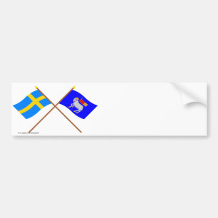 Autocollant De Voiture Drapeaux de län croisé de la Suède et du Gotlan