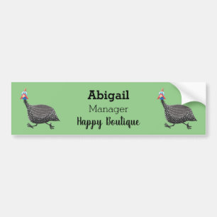 Autocollant De Voiture Drôle dessin animé d'oiseau de Guineafowl