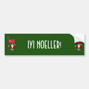 Autocollant De Voiture Drôle Père Noël Avec Drapeau De Turquie