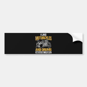 Autocollant De Voiture Drummer Drumming J'Aime Les Motos Et Les Drums