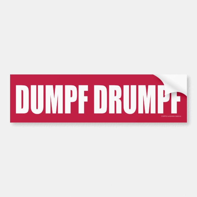 Autocollant De Voiture DUMPF DRUMPF (blanc sur le rouge) (Devant)