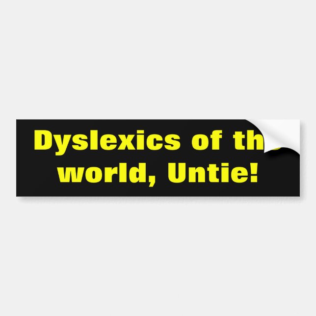 Autocollant De Voiture Dyslexiques du monde (Devant)