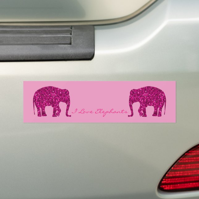 Autocollant De Voiture Éclairage rose étincelant Eléphant faux Votre text (En voiture)