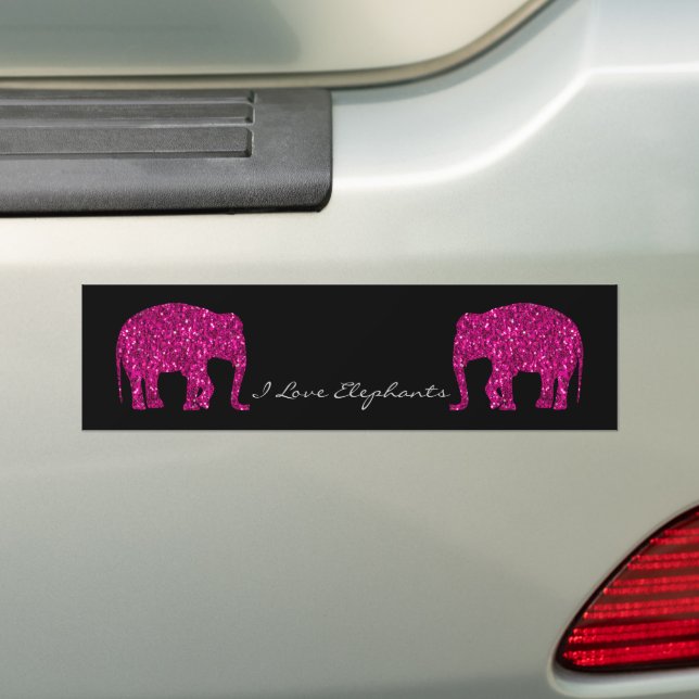 Autocollant De Voiture Éclairage rose étincelant Eléphant faux Votre text (En voiture)