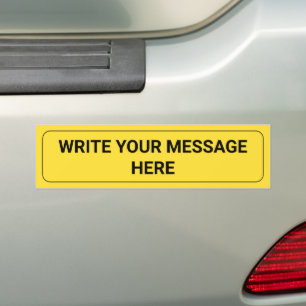 Autocollant De Voiture Écrivez votre message   Modèle jaune de texte pers