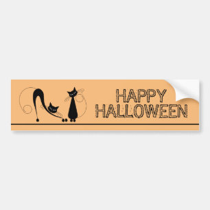 Autocollant De Voiture Élégant chat noir, Joyeux Halloween