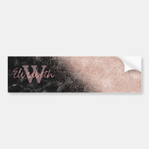 Autocollant De Voiture Élégant faux rose en or confetti image en marbre