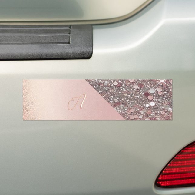 Autocollant De Voiture Élégant Monogramme Or Rose (En voiture)