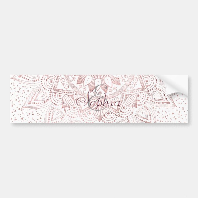 Autocollant De Voiture Elégant Rose Gold Dots Mandala (Devant)