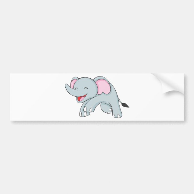 Autocollant De Voiture Éléphant de marche heureux fait sur commande (Devant)