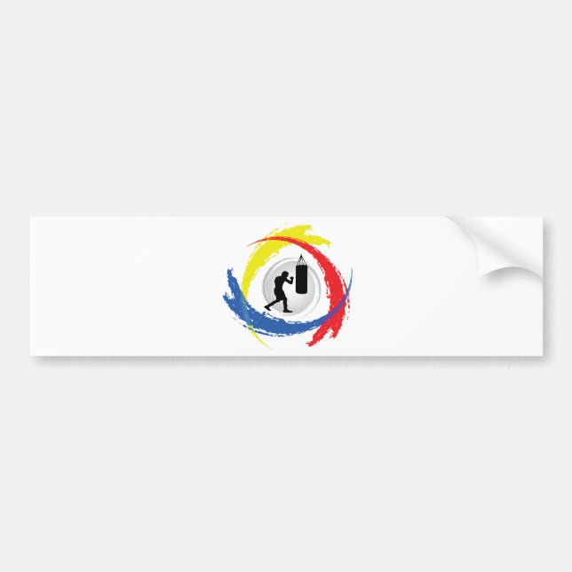 Autocollant De Voiture Emblème tricolore de boxe (Devant)