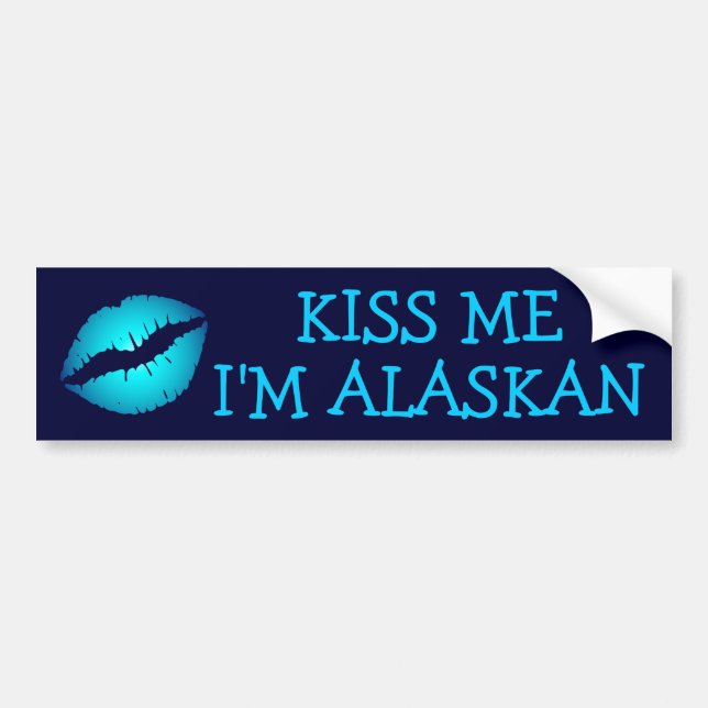 Autocollant De Voiture Embrasse-moi, je suis Alaskan Bumper Sticker (Devant)