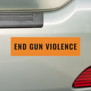 Autocollant De Voiture End Gun Violence orange et noir texte minimaliste