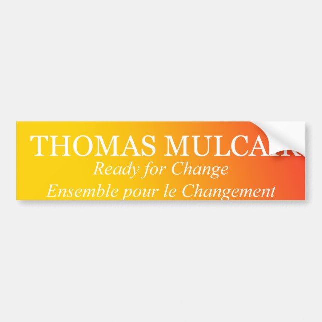 Autocollant De Voiture Ensemble Thomas Mulcair Ready for Change (Devant)