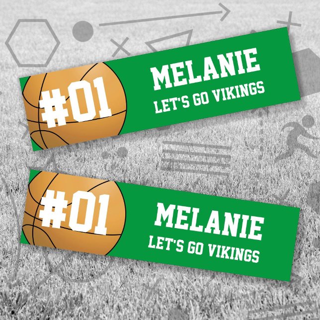 Autocollant De Voiture Équipe de baseball blanc vert (Green and White Baseball Let's Go Team Bumper Sticker. Celebrate your high school / college athlete.)