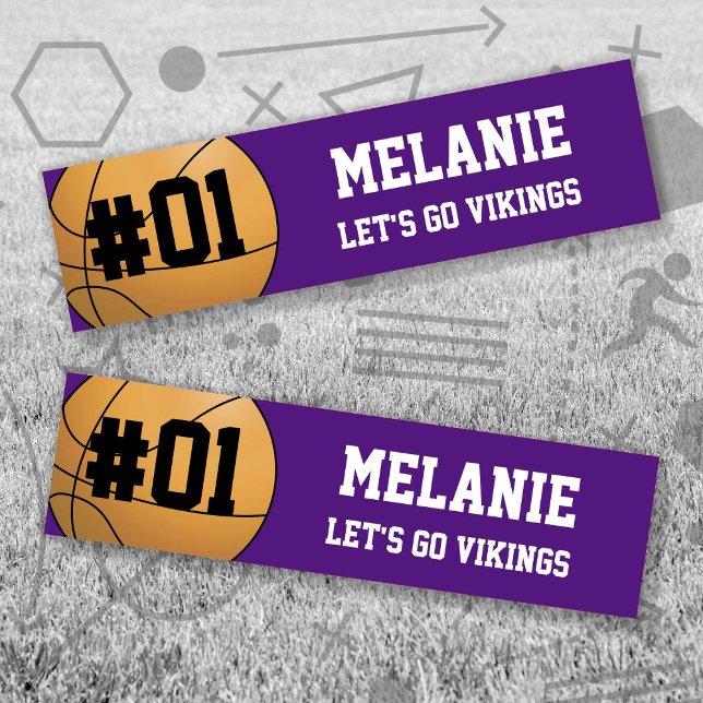 Autocollant De Voiture Équipe de basket-ball blanc violet (Purple and White Baseball Let's Go Team Bumper Sticker. Celebrate your high school/college athlete.)