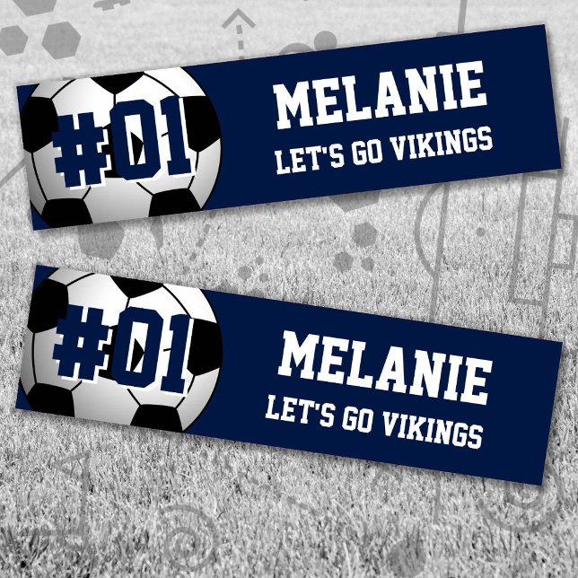 Autocollant De Voiture Équipe de football blanc de la Marine (Navy and White Soccer Let's Go Team Bumper Sticker. Celebrate your high school or college athlete.)