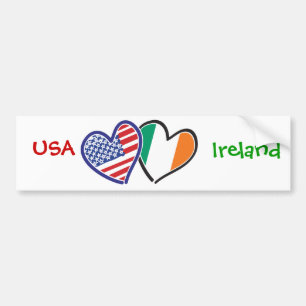 Autocollant De Voiture États-Unis Irlande Coeur drapeaux