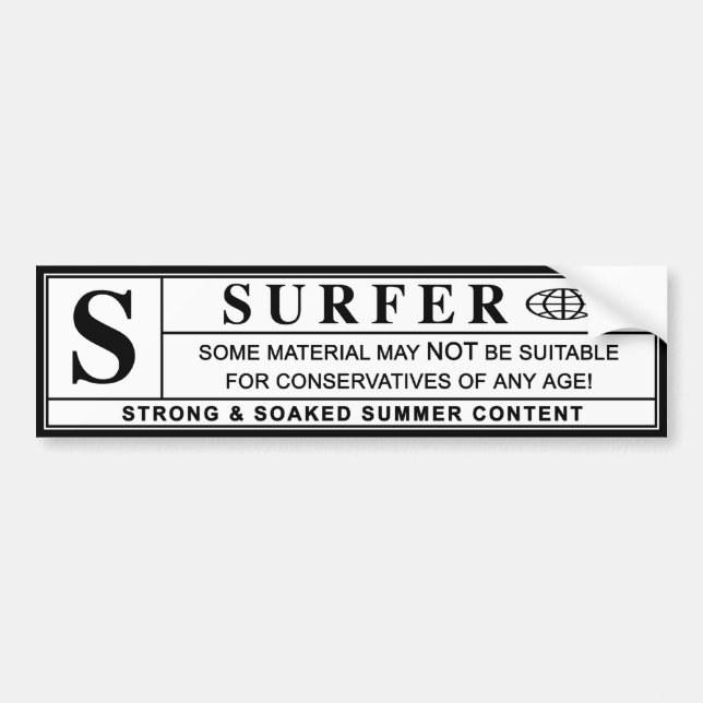 Autocollant De Voiture étiquette d'avertissement de surfeur (Devant)