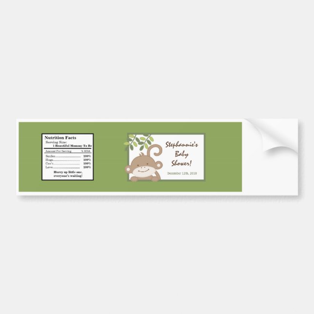 Autocollant De Voiture Étiquette de bouteille d'eau Safari Jungle Monkey  (Devant)