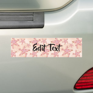 Autocollant De Voiture Étoiles de mer et motif pastel rose corail