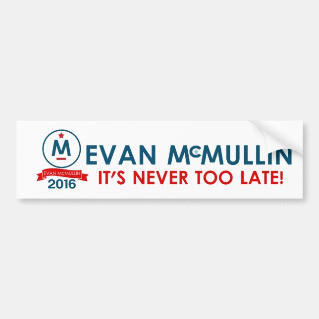Autocollant De Voiture Evan McMullin - il n'est jamais trop tard (Devant)