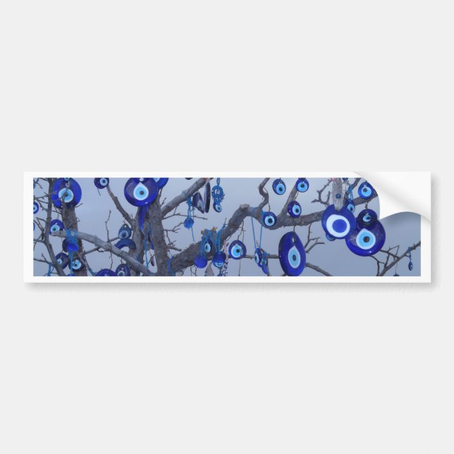 Autocollant De Voiture Evil Eye Tree, Blue Nazar Amulet accessoires de ch (Devant)