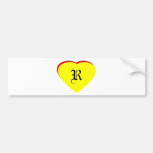 Autocollant De Voiture Faire-part de mariage rouge jaune de coeur de "R" 