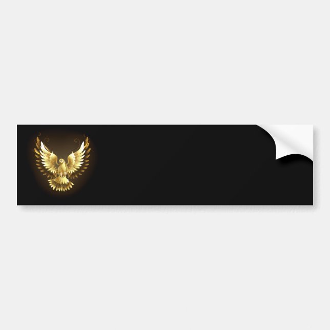 Autocollant De Voiture Faux Gold Foil Peace Dove en noir (Devant)
