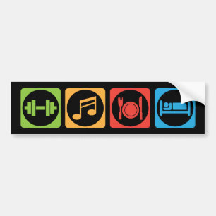 Autocollant De Voiture Fer, Musique, Nourriture, Sommeil - Salle De Sport
