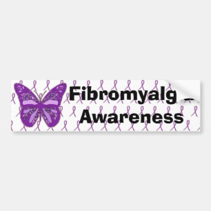 Autocollant De Voiture Fibromyalgie Violet Sensibilisation Papillon Ruban