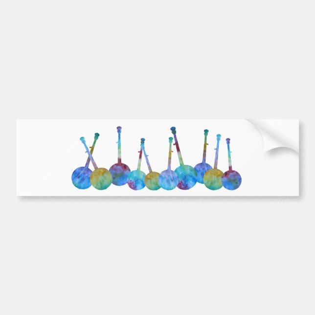 Autocollant De Voiture Ficelle colorée de banjo (Devant)
