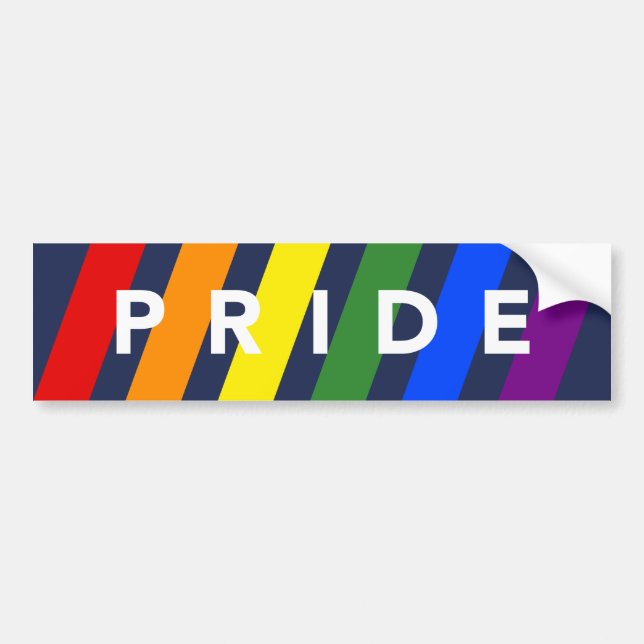 Autocollant De Voiture FIDE Diagonal LGBT Rainbow Stripes sur Navy Blue (Devant)
