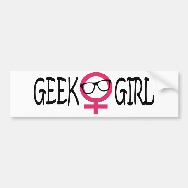Autocollant De Voiture Fille de geek (Devant)