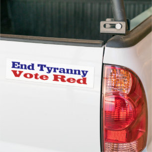 Autocollant De Voiture Fin de la tyrannie Votez rouge avec le texte bleu