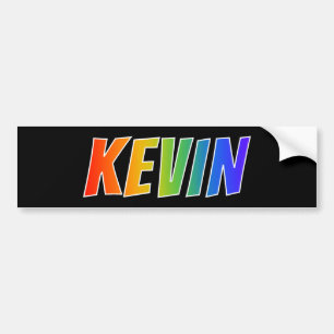 Autocollant De Voiture First Name "KEVIN": Fun Rainbow Coloring