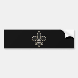 Autocollant De Voiture Fleur de Lis Black avec le blanc et l'or