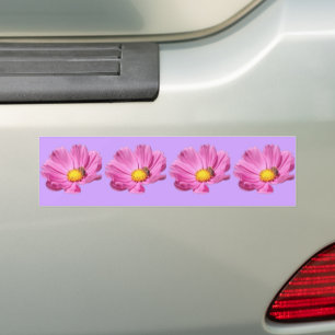 Autocollant De Voiture Fleur Rose Vibrante Avec Une Abeille Par Une Journ