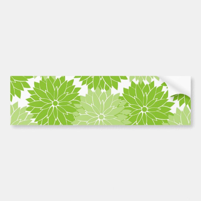 Autocollant De Voiture Fleur vert assez fleurit motif floral (Devant)