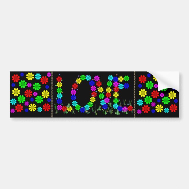 Autocollant De Voiture Fleurs hippies d'amour (Devant)