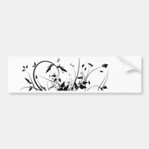 Autocollant De Voiture Fleurs Noires Et Blanches