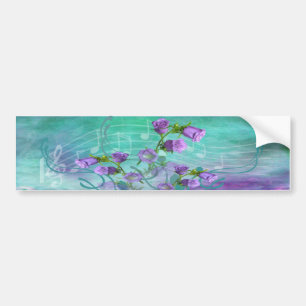 Autocollant De Voiture Fleurs pourpres et une illustration musicale
