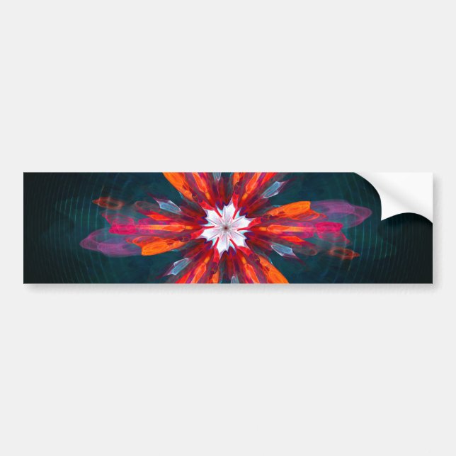 Autocollant De Voiture Floral Mandala Flowers Orange Red Blue Abstract (Devant)
